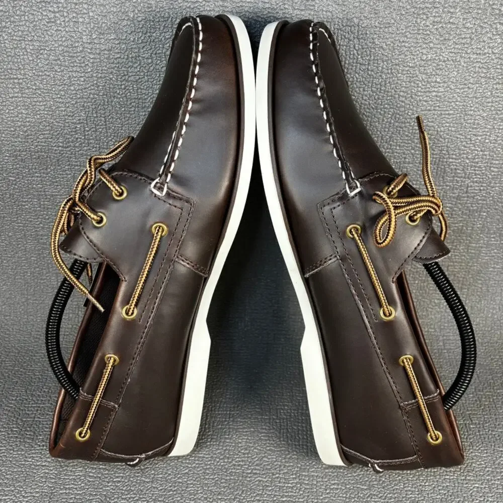 🔴 Thom McAn Bruce Men`s Size 11 Brown Casual Boat Shoes 20281